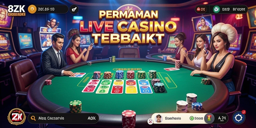 Tampilan gameplay Live Casino yang memukau di 8ZK.