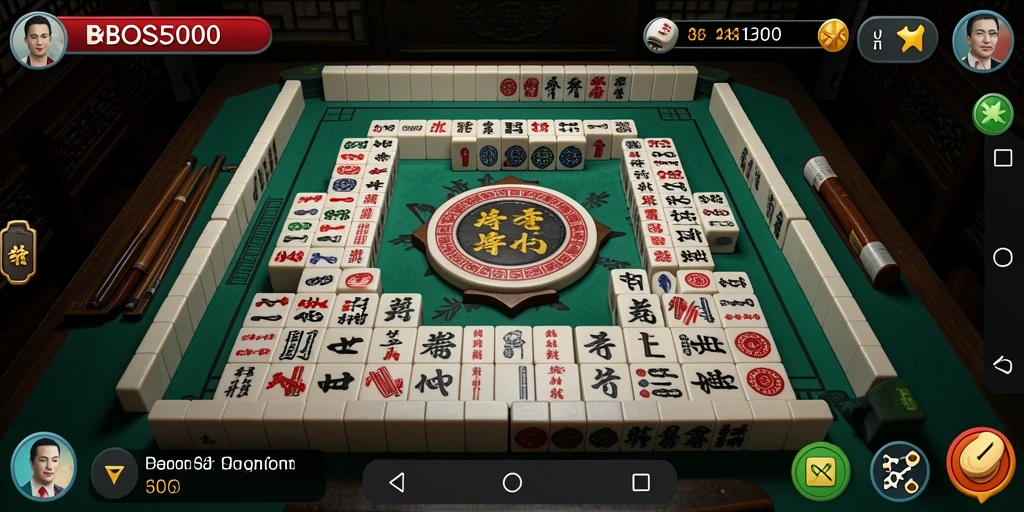 Tampilan gameplay seru dari BOS5000 dengan desain Mahjong yang menarik.
