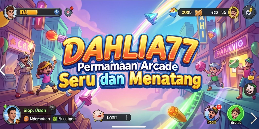 Screenshot utama DAHLIA77 menampilkan gameplay yang dinamis dan penuh warna.