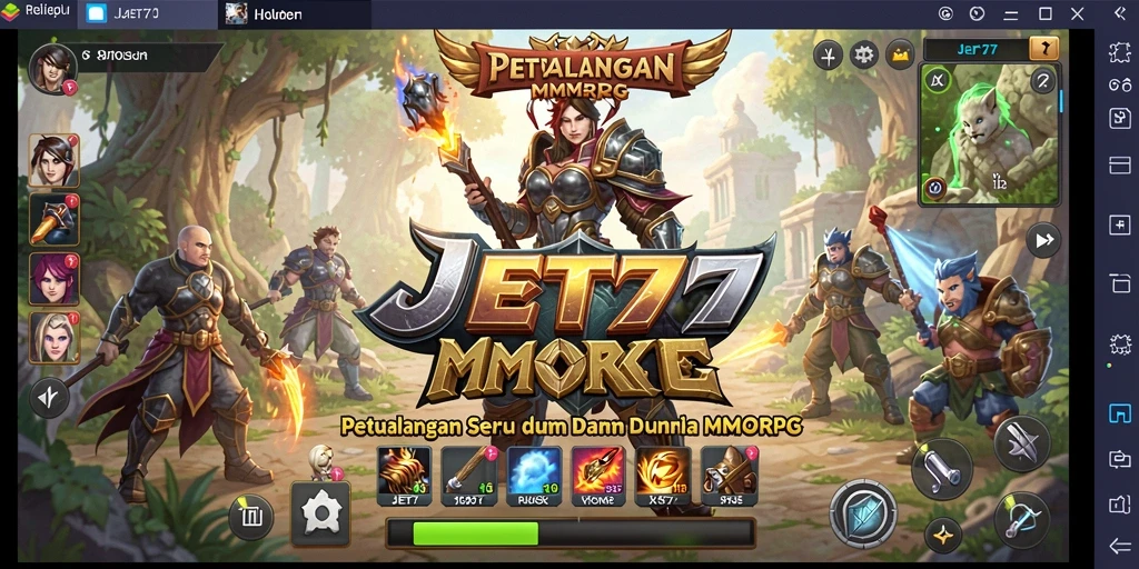 Screenshot gameplay JET77 yang menampilkan karakter beraksi dalam dunia MMORPG.