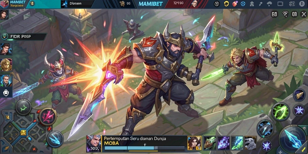 Screenshot tampilan gameplay MAMIBET yang mengasyikkan di arena pertempuran.