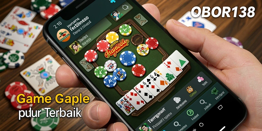 Screenshot gameplay OBOR138 yang menampilkan serunya bermain Gaple.