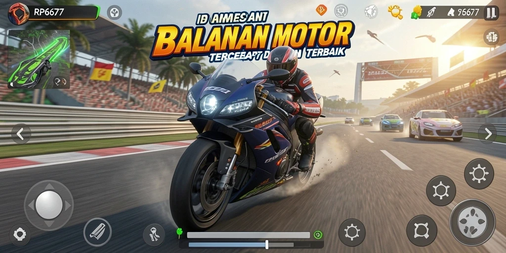 Tampilan aksi balapan motor yang mendebarkan di RP6677.